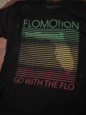 Flomotion 'Go With The Flo' Graphic Tee - Black with Green, Yellow, red